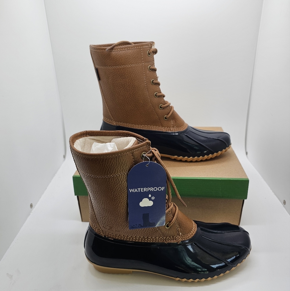 - JBU Maplewood Waterproof Navy Tan Boots Sz .9  Womens New